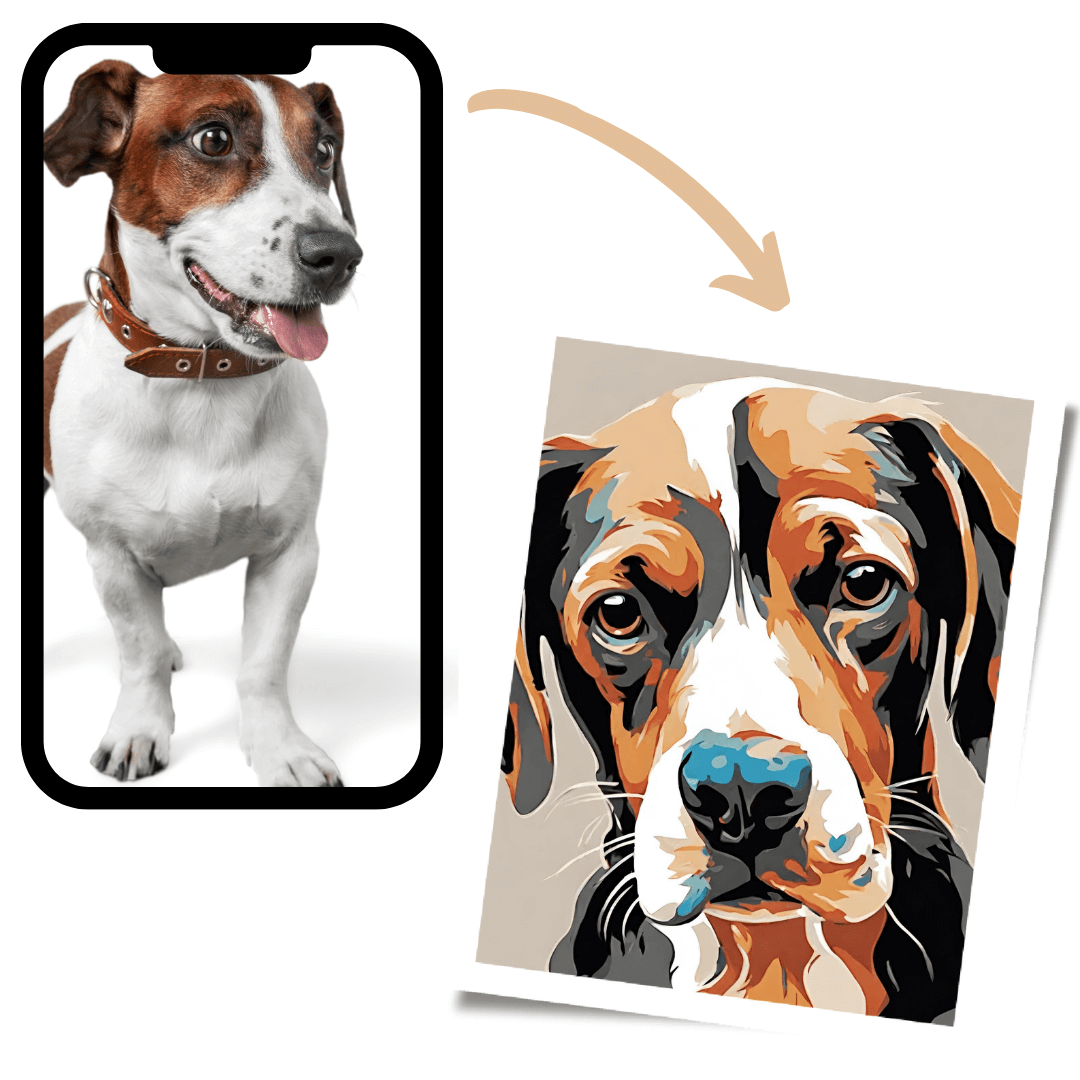 Malowanie po numerach – Twój własny pies (z ramą)