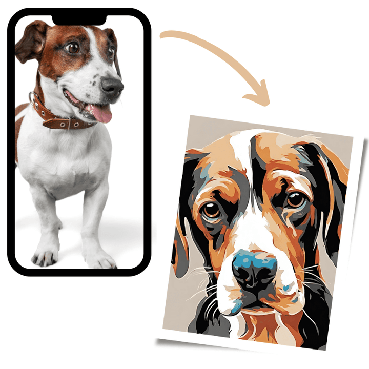 Malowanie po numerach – Twój własny pies (z ramą)